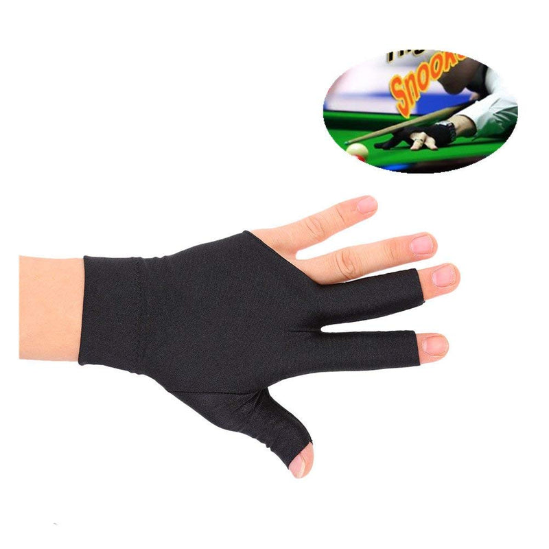 3 Finger Billiards Glove 2 PCS Elastic Snooker Pool Cue Gloves for Billiard Shooters Carom Pool Snooker Cue Sport Left Hand Protection Mittens for Both Men & Woman, Black Pack of 2 - BeesActive Australia
