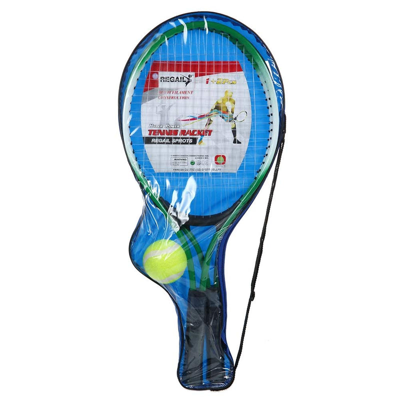 N/H Set of 2 Teenager's Tennis Racket with Free Ball for Training Tennis Carbon Fiber Top Steel Material Tennis String Green - BeesActive Australia