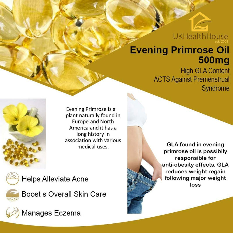 Evening Primrose Oil Capsules - 500mg - High Strength - 45mg GLA (1 Sample) 1 Count (Pack of 1) - BeesActive Australia
