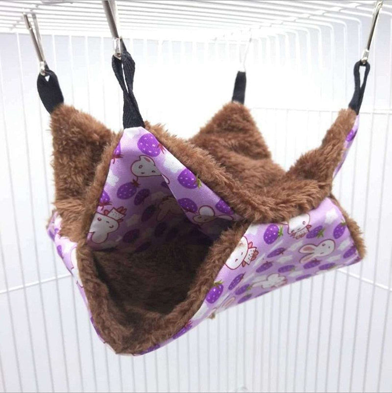 ChezAbbey Small Pet Cage Hammock BunkBed Warm Hammock Guinea Pig Cage Accessories Bedding Hanging Bed for Parrot Sugar Glider Ferret Squirrel Hamster Rat A-Purple 7in X 7in - BeesActive Australia