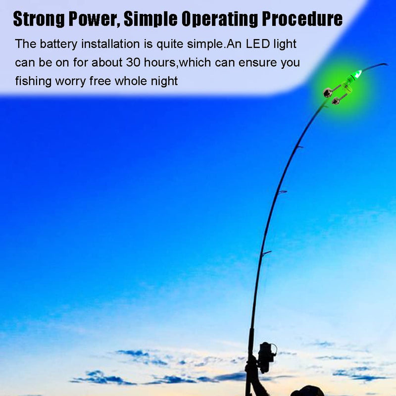 JZTang Fishing Bells with Lights 20 Pcs LED Night Fishing Lights 10 Pcs Fishing Rod Bait Alarm Bell Green - BeesActive Australia