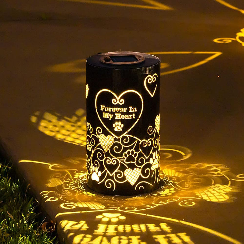 iHeartDogs Pet Memorial Gifts - Artisan Shadow Solar Lantern - This Pet Loss Gift Feeds 7 Shelter Pets in Honor of Your Departed Pet Forever in My Heart - BeesActive Australia