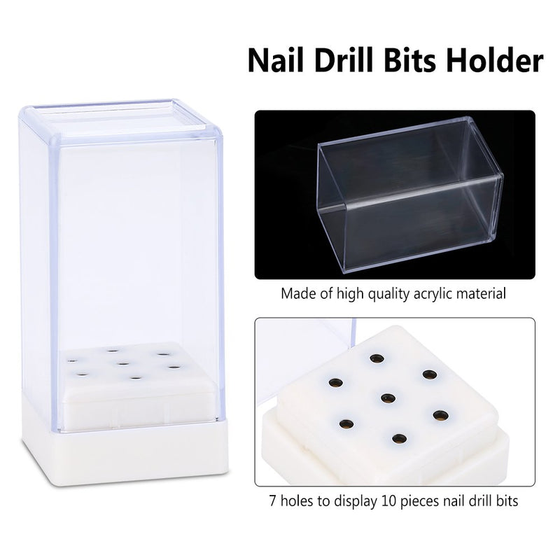 Manicure Tool Organizer, 7 Holes Nail Art Tool Organizer Box Container Nail Drill Heads Bits Holder for Nail Grinding Heads Display for Household and Nail Salon - BeesActive Australia