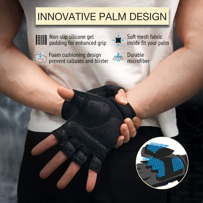 ATERCEL Workout Gloves for Men and Women, Exercise Gloves for Weight Lifting, Cycling, Gym, Training, Breathable and Snug fit Black Medium - BeesActive Australia