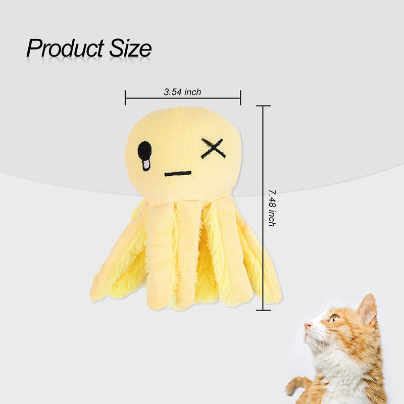 Andiker Cat Interactive Toy, Octopus-Shaped Cat Plush Toys with Crinkle Paper, Cat Toys for Indoor Cats to Scratch and Chew for Kitten Gifts and Cat Lovers Yellow - BeesActive Australia