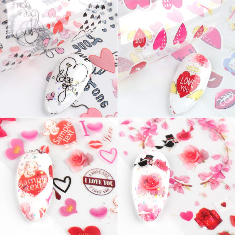 Nail Art Foil Transfer Decals Nail Foils Nail Art Stickers Sexy Lip Heart Flower Nail Foil Designs Acrylic Nails Supply Starry Sky Manicure Tips Decoration Nail Transfer Foil Art Paper (10 Sheets) - BeesActive Australia