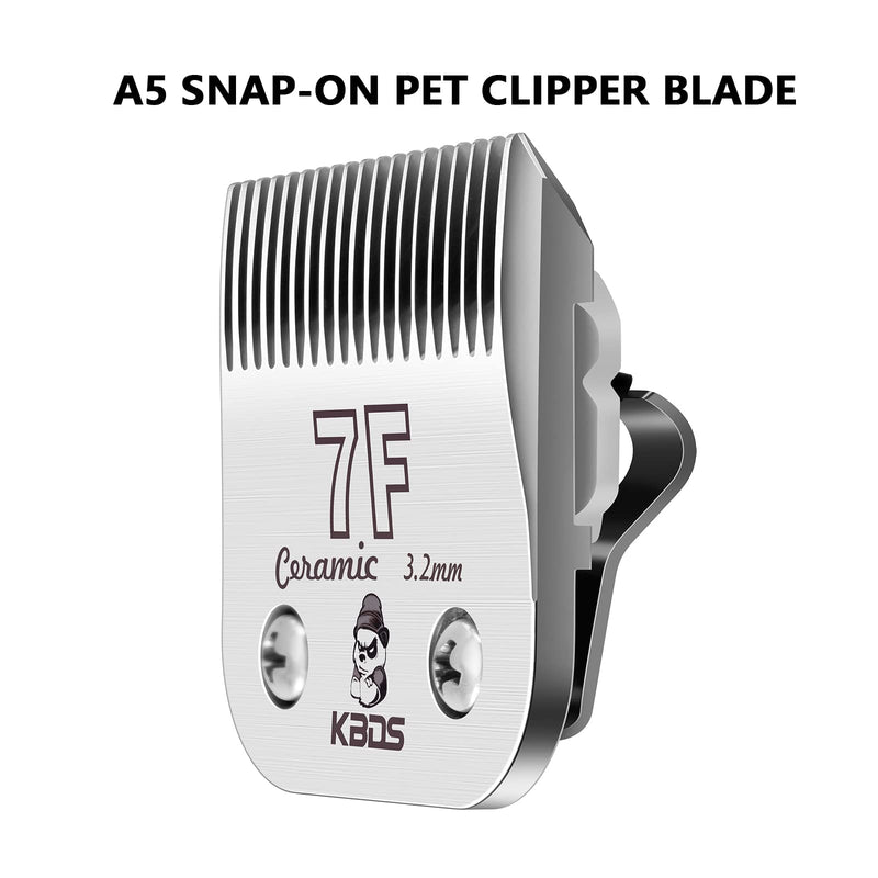 KBDS Detachable Ceramic Pet Clipper Blades,Size-7F,Compatible with Most Andis,Oster,Wahl A5 Clippers,Made of Ceramic Blade Cutter and Carbon Steel Blade,1/8'' Inch 3.2mm Cut Length, 7F Blade - BeesActive Australia