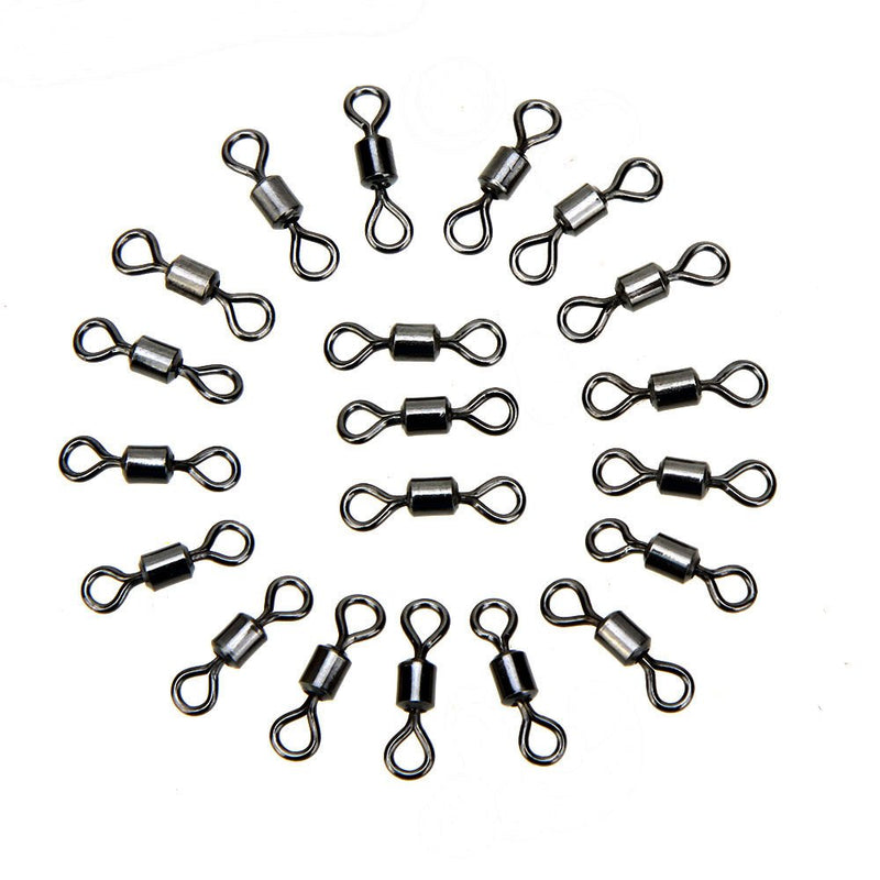 [AUSTRALIA] - JSHANMEI Fishing Swivel Rolling Barrel Swivel Copper with Black Nickel Fishing Hook Line Connector Tackle Box Accessories 320pcs/box (#2~#10) 