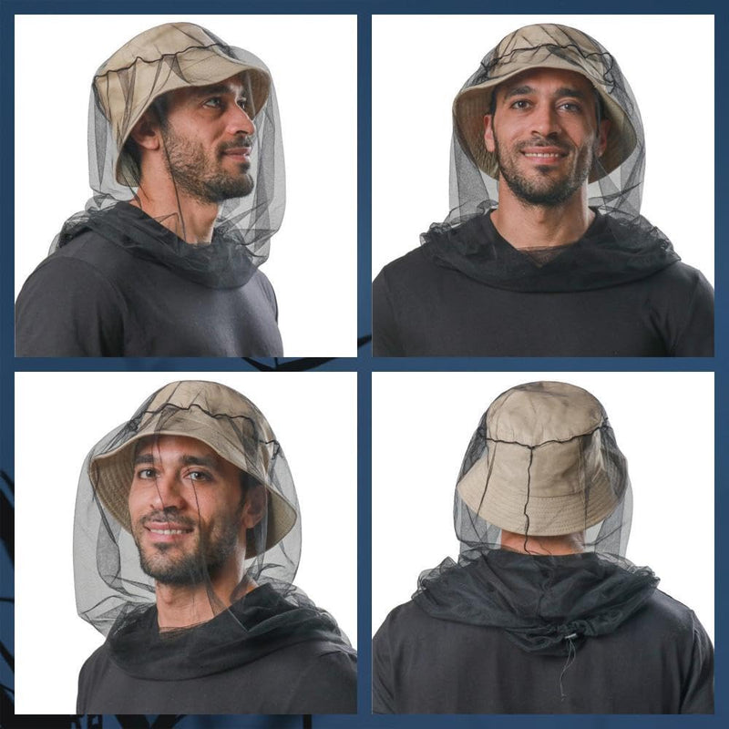 2PCS Midge Head Net with Storage Bag Face Net Mesh Nylon Mosquito Head Net for Outdoor Hiking Camping Climbing Fishing and Walking - BeesActive Australia