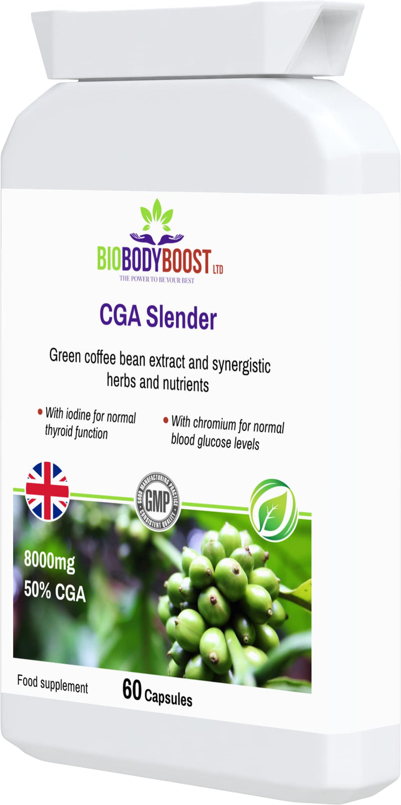 CGA Slender| Green Coffee Bean Extract Complex Formula | Synergistic Herb and Nutrients | Iodine for Normal Thyroid Function | Chromium for Normal Blood Sugar Levels | 60 Vegan Capsules - BeesActive Australia