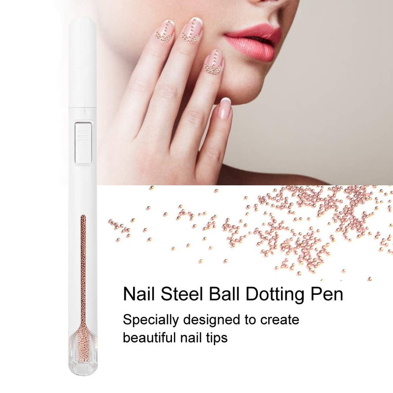 Nail Picker Dotting Pen, 0.8mm Professional Nail Beads Bullion Pen Nail Dotting Manicure Decoration Tool for Home Use with 2800 Units Steel Balls(Rose Gold) Rose Gold - BeesActive Australia