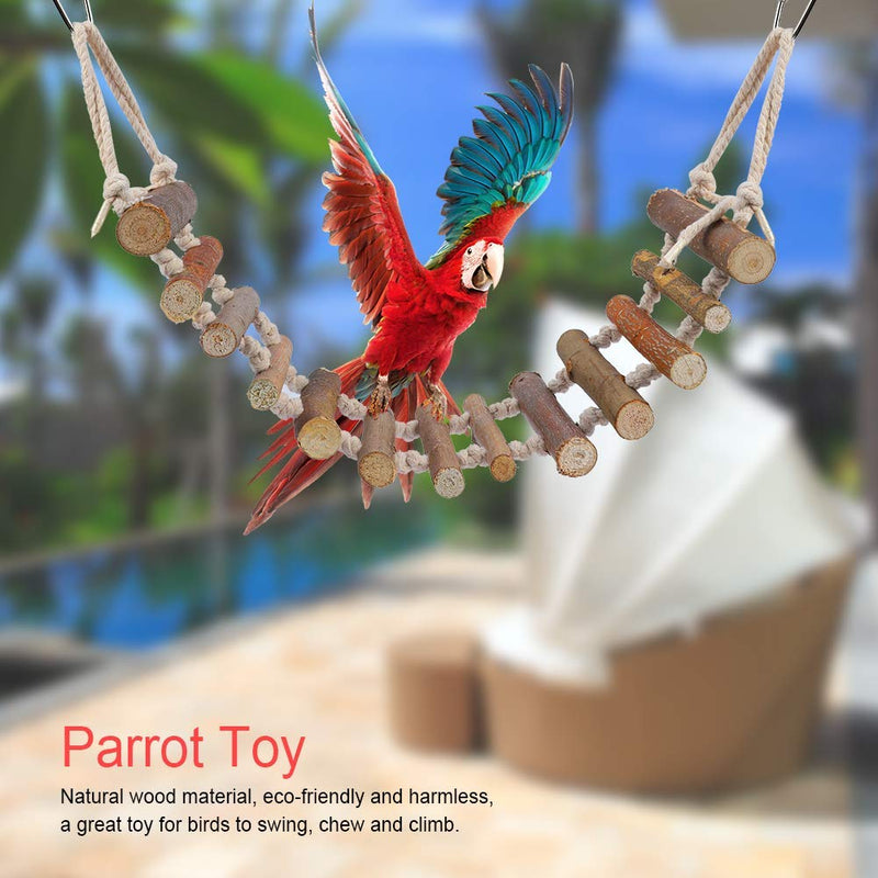 Wooden Bird Hanging Ladder, Parrot Natural Rope Wood Ladder with Rope Swing Bridge for Lovebirds Parakeets Parrots African Grey Cockatiel Pet Training Toys - BeesActive Australia