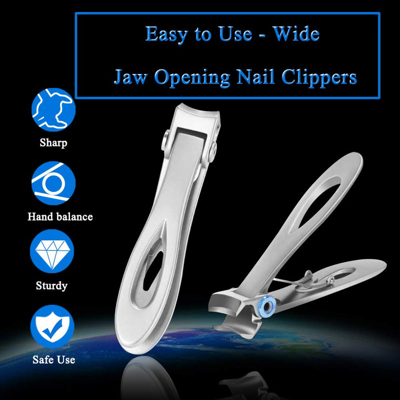 Nail Clippers For Thick Nails - PrettyDiva Wide Jaw Opening Oversized Nail Clippers, Stainless Steel Heavy Duty Toenail Clippers For Thick Nails, Extra Large Toenail Clippers for Men Seniors Elderly Silver - BeesActive Australia