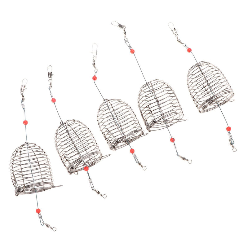 LIOOBO Stainless Steel Fishing Bait Cage Lure Cage Bait Fishing Trap Basket Feeder Holder Fishing Tackle - Size L Pack of 5 - BeesActive Australia