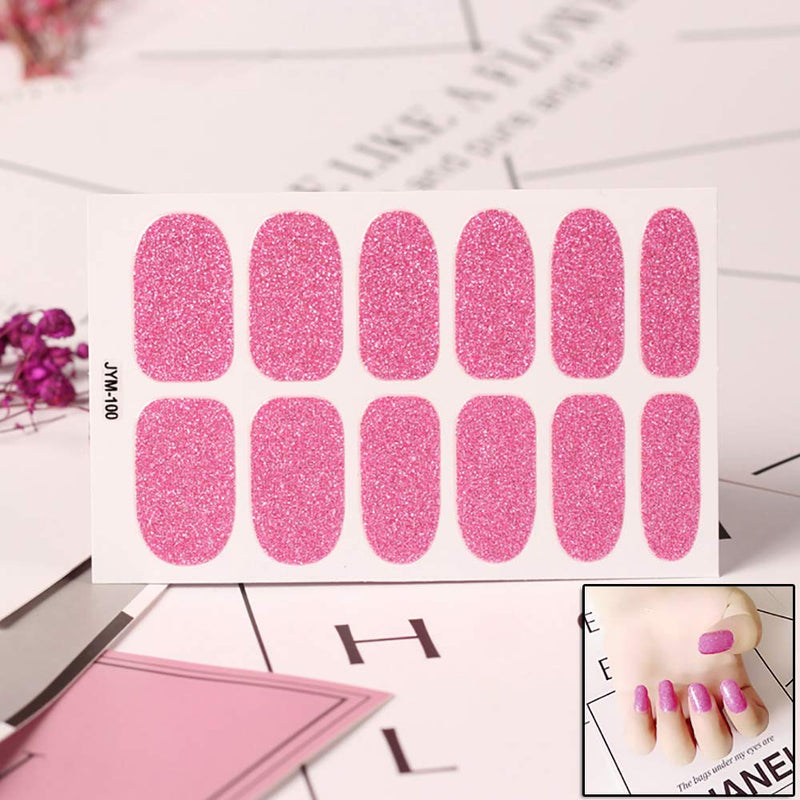 SILPECWEE 6 Sheet Adhesive Nail Art Wraps Stickers Tips Glitter Solid Color Nail Decals Design Manicure Polish Strips Set and 1Pc Nail File - BeesActive Australia