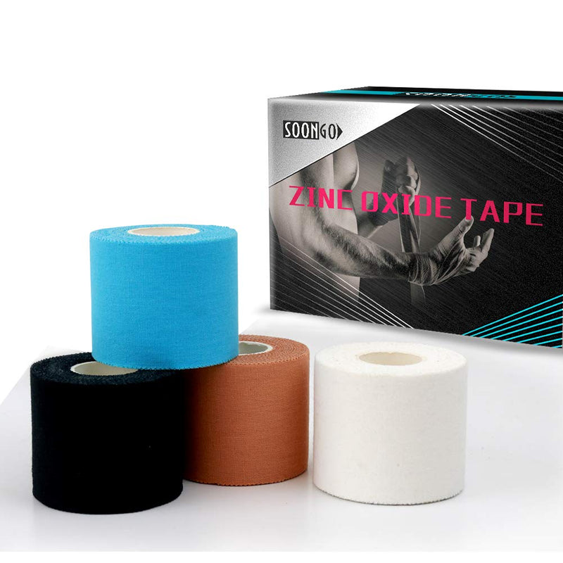 Zinc Oxide Tape 5cm x 10m 2 Rolls Beige Inelastic Sports Strapping Athletic Tape Fixed Joint Viscosity Hypoallergenic by SOONGO 5cm*10m 2 Rolls - BeesActive Australia