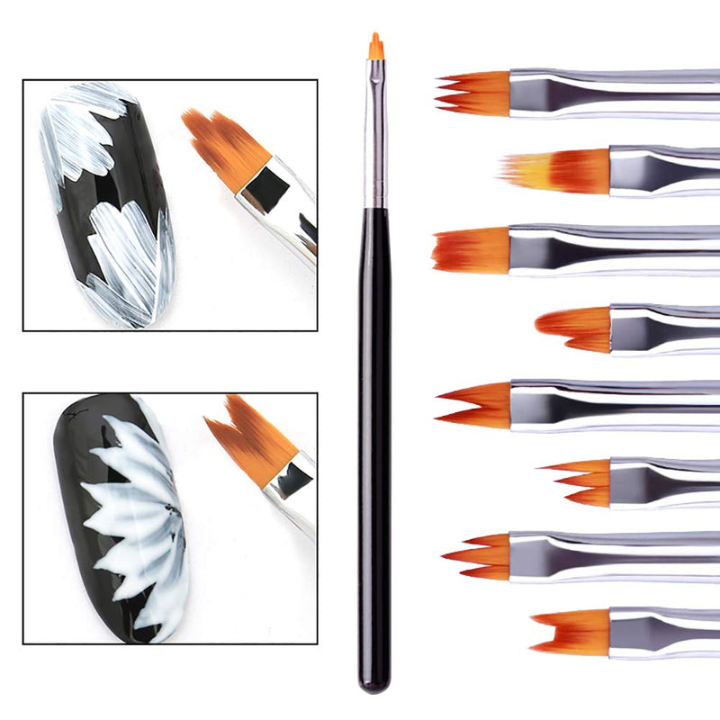 DANNEASY 8Pcs Nail Brushes For Acrylic Application UV Gel Nail Art Polish Pen Tool Drawing Flower Ombre Manicure Salon&DIY Tools Kit 1 - BeesActive Australia