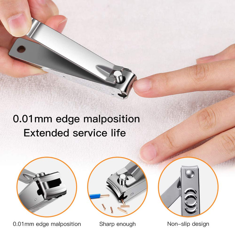 No Splash Nail Clippers Set - 3PCS Professional Stainless Steel Fingernail & Toenail Clipper &Glass Nail File ， Curved Edge Nail Clippers& Rust Proof Nail Cutter for Thick Nails Cuspid-01 - BeesActive Australia