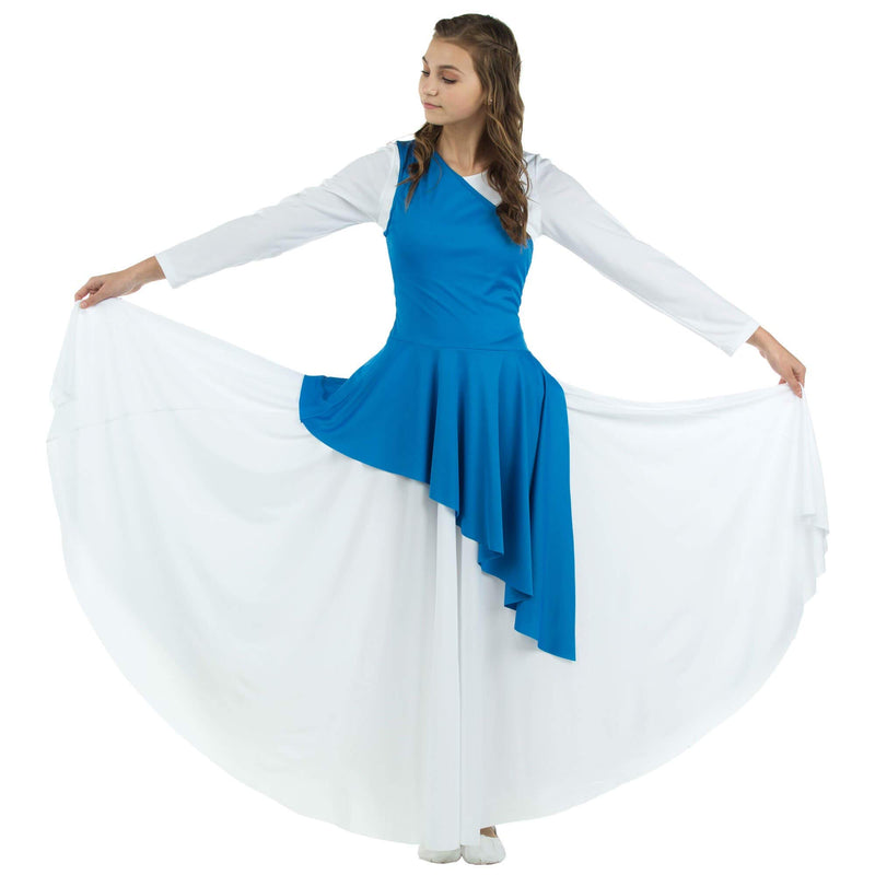 [AUSTRALIA] - Danzcue Child Asymmetrical Praise Dance Tunic Bright Royal Small-Medium 