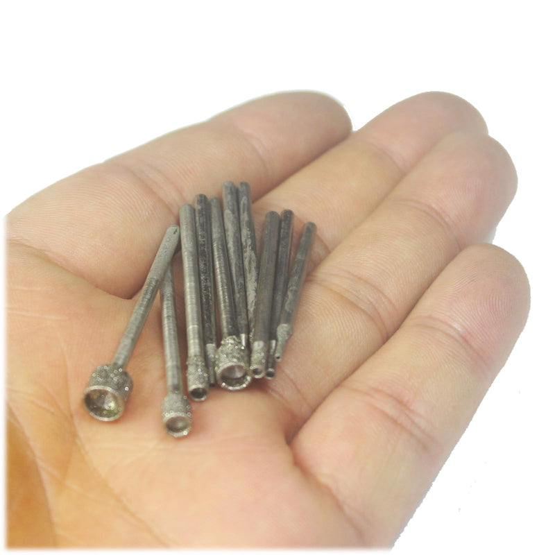 𝐋𝐮𝐨 𝐤𝐞 10 Pcs Hollow Cup Shape Diamond Burr Set, 3/32 Inch Shank Stone Carving Bits for Rotary Tools - BeesActive Australia