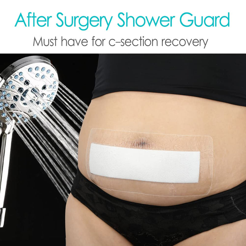 25 Pcs Waterproof C-Section Incision Shower Protector Bandage 4"x10" for Post Abdominal Surgery Hysterectomy Tummy Tuck Belly Recovery Gifts Long Surgical Incision Adhesive Wounds Cover Women Patients 4x10 Inch (Pack of 25) - BeesActive Australia