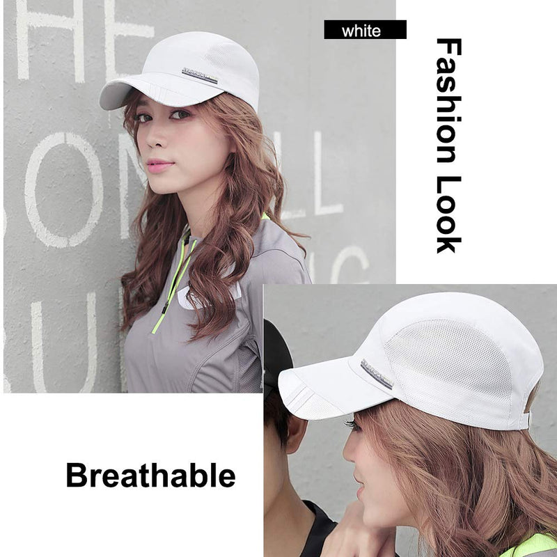 Baseball Cap Quick Dry Mesh Back Cooling Sun Hats Sports Caps for Golf Cycling Running Fishing A-white-m/L - BeesActive Australia