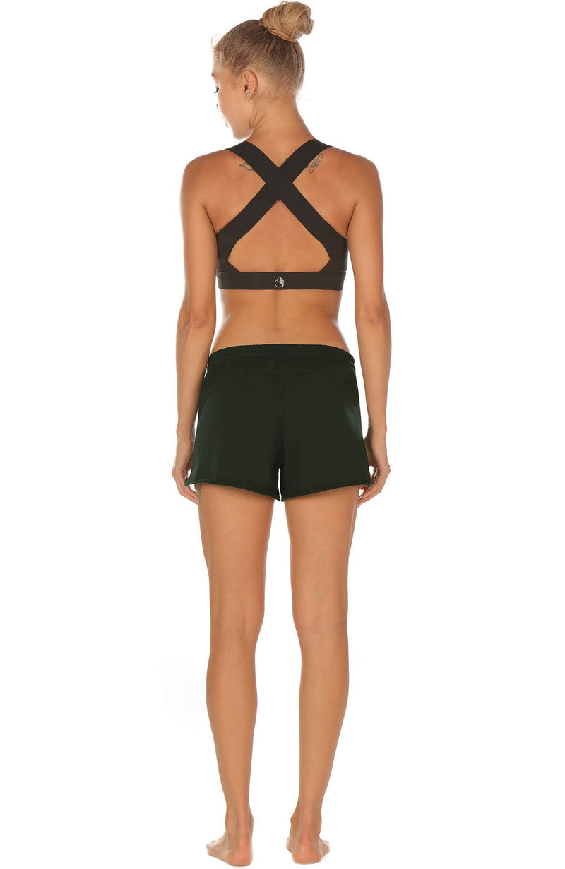 [AUSTRALIA] - icyzone Athletic Lounge Shorts for Women - Running Jogging Workout Cotton Sweat Shorts Army Medium 