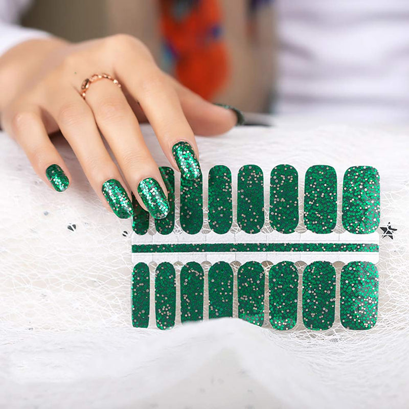 WOKOTO 5 Sheets Adhesive Nail Polish Decals Strips Set With 1Pc Nail File Glitter Sequins Design Nail Wraps Stickers Tips Manicure Accessories KIT1 - BeesActive Australia