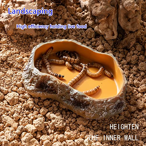 RunXF Extra Large Simulation Rock Reptile Feeding Bowls Resin Corn Snake Ball Python Iguana Bearded Dragon Tortoise Food Water Dish Bathing Bowl Habitat Accessories, 9.5 inch x 6 inch, S - BeesActive Australia