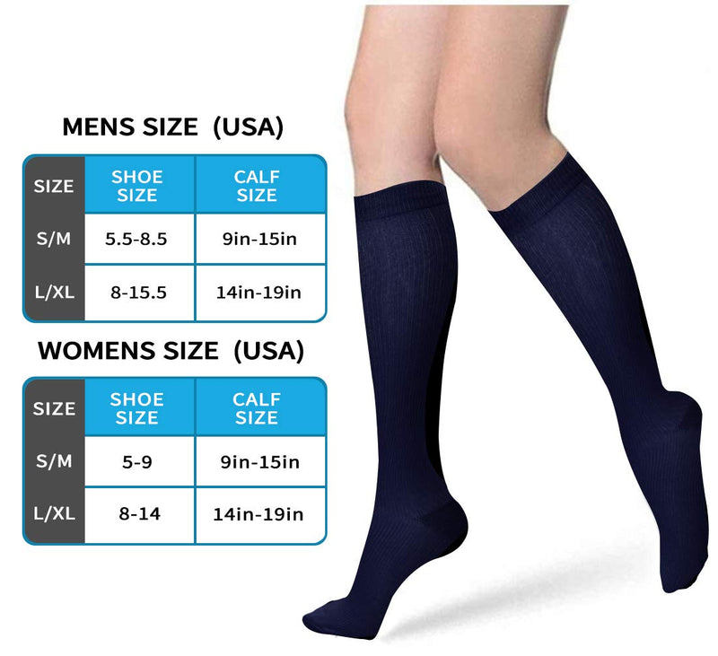 Compression Socks for Women and Men - Best Athletic,Circulation & Recovery B-4 Pairs-01 L/XL(US Women8-15.5/US Men8-14) - BeesActive Australia