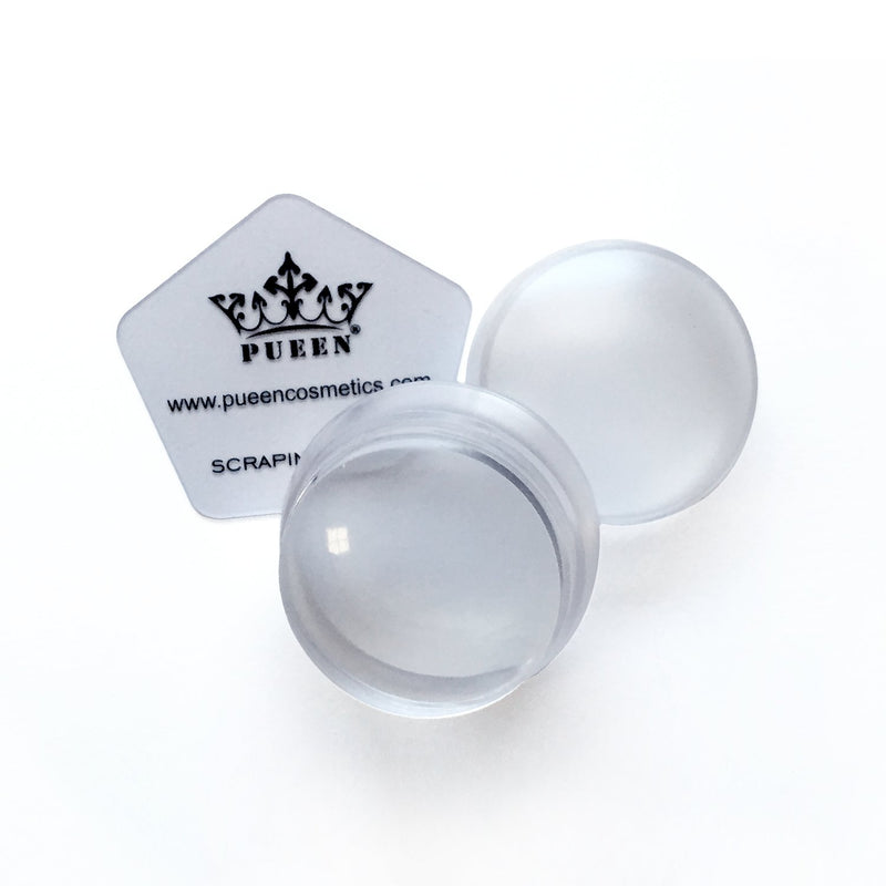 PUEEN 3.5cm Upgraded HD Chunky Clear Transparent Soft Stamper and Scraper Set - Nail Art - Stamping Tools - Clear - BH000706 - BeesActive Australia