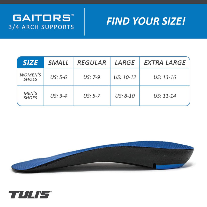 Tuli's Gaitors 3/4 Length Arch Supports - Light Weight & Shock Absorbing Insoles Large (UK 7.5-9.5) - BeesActive Australia