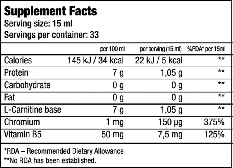 Biotech USA L-Carnitine + Chrome Concentrate Orange 500 ml - BeesActive Australia