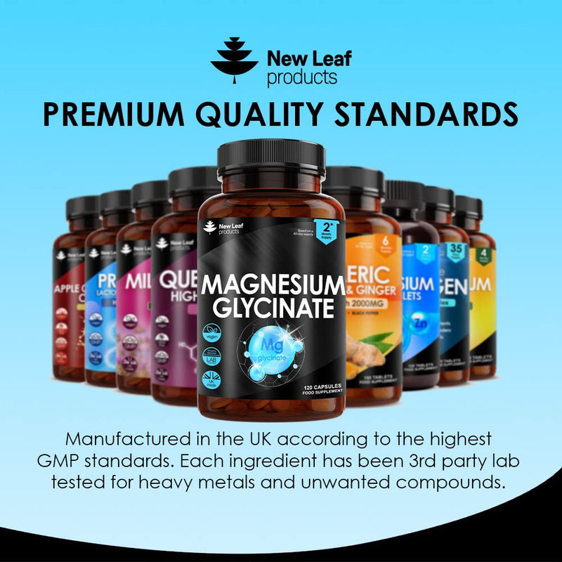 Magnesium Glycinate Supplements - 120 High Strength Capsules - 1040mg of Magnesium Providing 208mg Elemental Magnesium Per Serving - Pure Active Ingredient - UK Manufactured 120 count (Pack of 1) - BeesActive Australia
