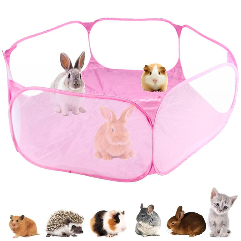 Guinea Pig Playpen - Portable Small Animals Rabbit Cage Pop Open Outdoor/Indoor Exercise Fence Yard Fence for Hamster Guinea Pig Rabbit Bunny Ferret Chinchilla Bearded Dragon Hedgehog(Pink) - BeesActive Australia