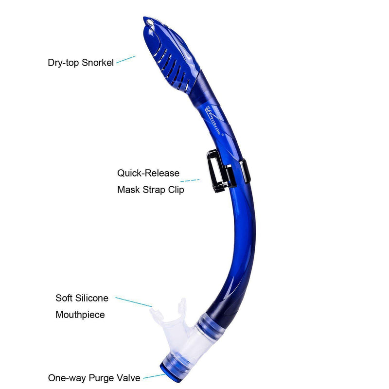 [AUSTRALIA] - UPhitnis Kids Snorkel Set - Dry Top Snorkel Mask with Big Eyes for Childs, Boys, Girls - Anti-Fog and Anti-Leak Snorkeling Mask and Snorkel for Children Age 4-12 Blue 