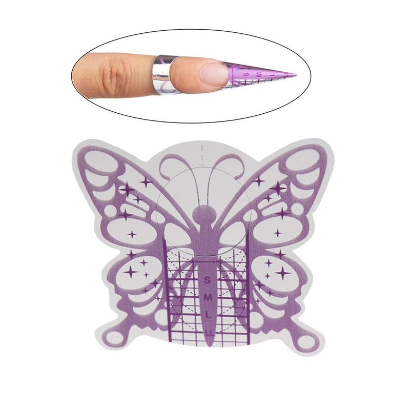 BeautyLeader 500Pcs Nail Form Pruple Bufferfly Shape Nail Art Guide Form Acrylic Tips UV Gel Extension Stickers Guide Stencil Manicure Tools for Nail Polish Guide - BeesActive Australia