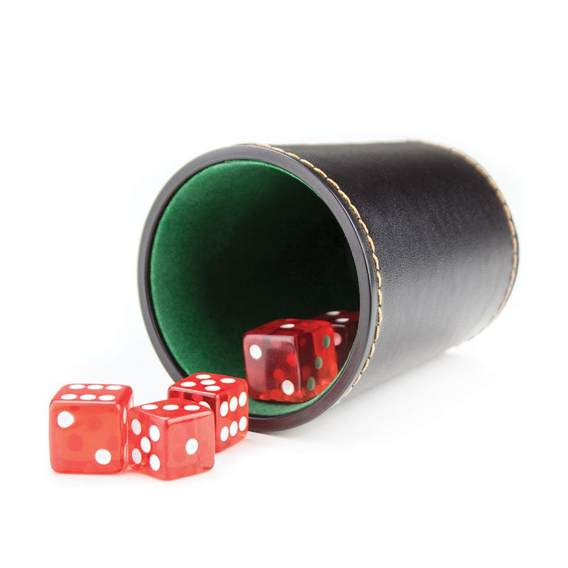 Felt-Lined Synthetic Leather Dice Cup by Brybelly Black/Green, 4" x 3" x 3" - BeesActive Australia