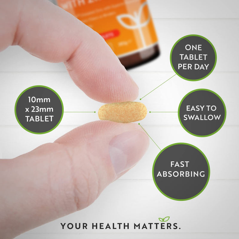 Vitamin C and Zinc Tablets - High Strength Vitamin C 1000mg with Albion� Zinc 15mg for better Absorption - 7 Month Supply - Vit C Zinc Supplements for Normal Immune System - 210 Vegan Tabs - Nutravita - BeesActive Australia