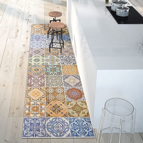 CREARREDA Kitchen Rug Mat Non-Slip and Washable Waterproof Easy to Clean Vinyl Kitchen Runner 100% Made in Italy Rug for Floor Decorative Vinyl Floor Covering Durable and Resistant - BeesActive Australia