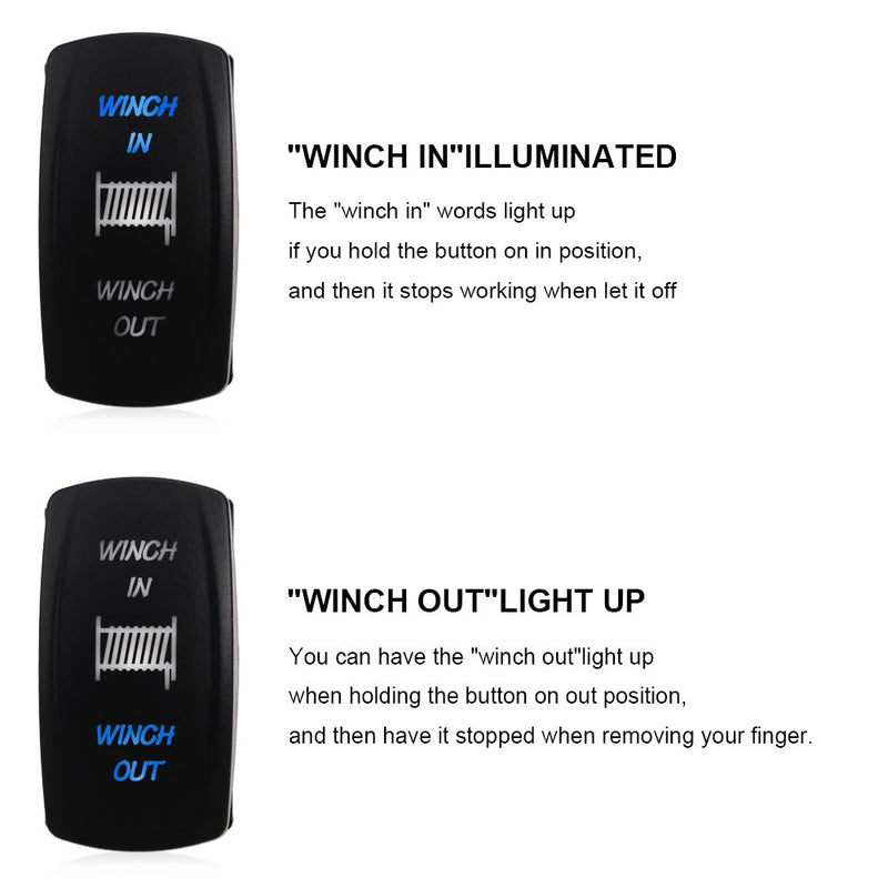 [AUSTRALIA] - WATERWICH 7 pin Momentary Winch In Out Rocker Toggle Switch Waterproof DC 20A 12V/10A 24V Black Shell/ON-OFF-ON DPDT illuminated Rocker Switch For Auto Truck Boat Marine (Winch In Out Switch) 