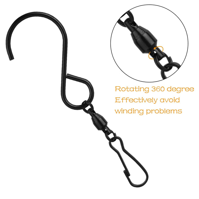 KUUQA 12 Pack Swivel Hooks Clips Wind Spinner S Hook Clips Hanging Wind Chimes Crystal Twisters Party Supplies (Black) - BeesActive Australia