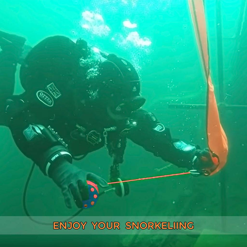 [AUSTRALIA] - Seafard 4ft/5ft Scuba Diving Open Bottom Surface Marker Buoy (SMB) with 49ft/98ft Finger Spool Alloy Dive Reel and Double Ended Bolt Clip Blue Reel+Red SMB 4ft SMB 49ft Reel 