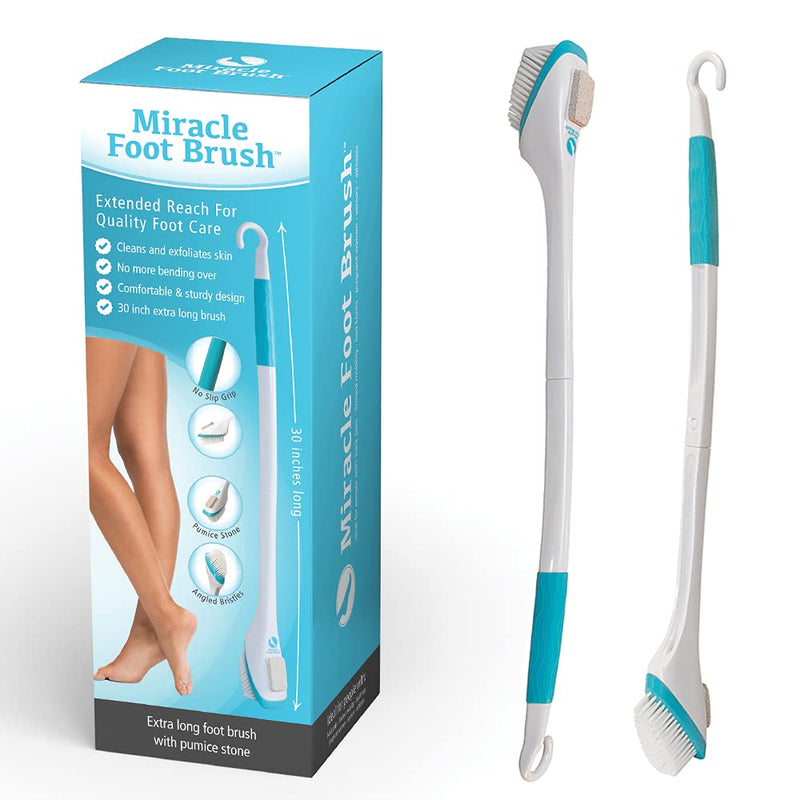 New Product Solutions TOE094 Miracle Foot Brush with Pumice Stone, White, 30 Inch, 2.5 Foot (Pack of 1) 2.5 Foot (Pack of 1) - BeesActive Australia