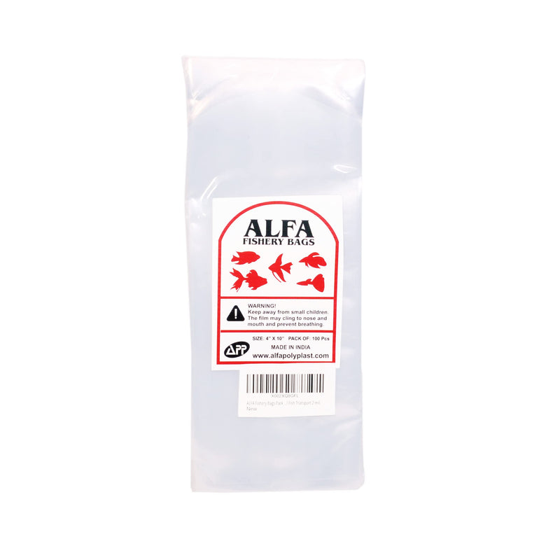 ALFA Fishery Bags Pack of 100 Leak Proof Clear Plastic Fish Bags for Betta and Small Fish Transport 2 mil. Round Bottom 4 x 10" - BeesActive Australia