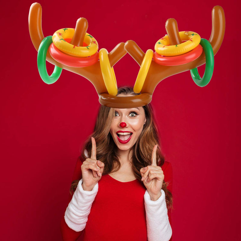 [AUSTRALIA] - eboozone Inflatable Reindeer Antler Toss Game 2 Sets, Christmas Game, 2 Antlers 16 Rings 