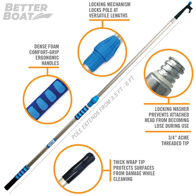 [AUSTRALIA] - Boat Hook with Standard Pole Screw End 3/4" Thread | Handy Hook Boating Accessories with Rubber Bumper Push Stick Motorboat Sailboat Pontoon (with or Without Extension Pole or Telescoping Pole) Hook and Pole 