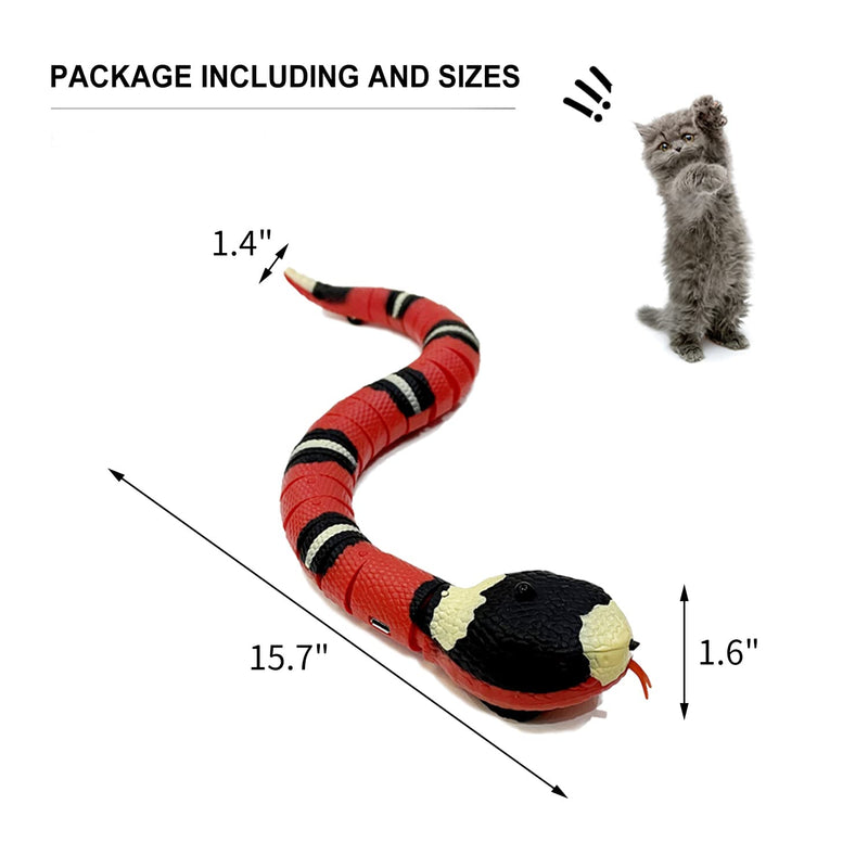 Snake Cat Toy for Cats, Smart Sensing Snake Rechargeable, Automatically Sense Obstacles and Escape, Realistic S-Shaped Moving Electro-Sensing Cat Snake Toy Red - BeesActive Australia