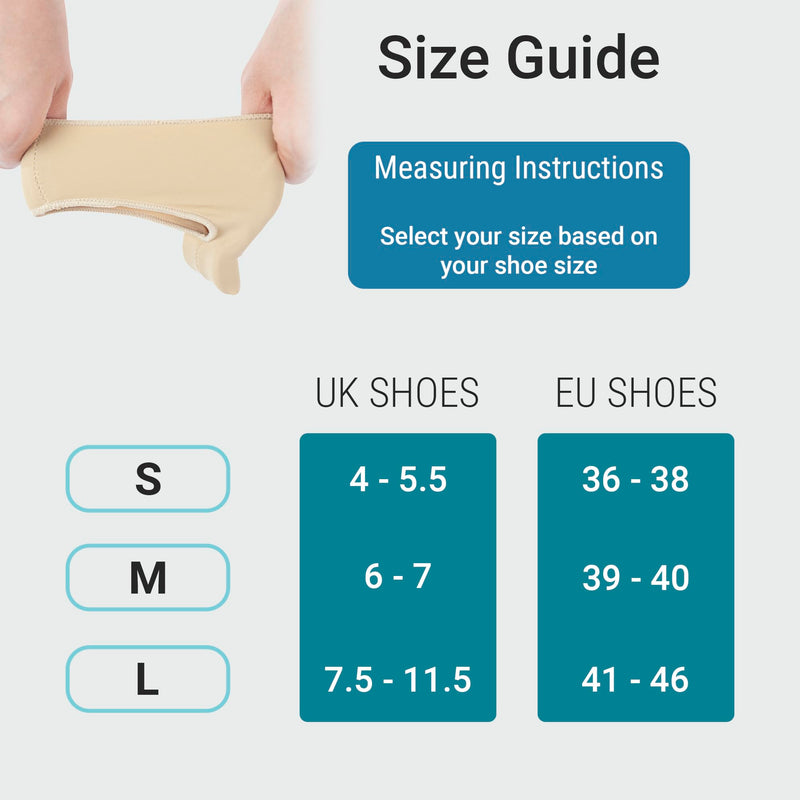 360 RELIEF Silicone Bunion Corrector with Gel Pads - Big Toe Separator, Straightener Hallux Valgus Pain Relief Soreness, Scientific Correction of Bunion | 1x Pair Beige, Large with Mesh Laundry Bag | L - BeesActive Australia