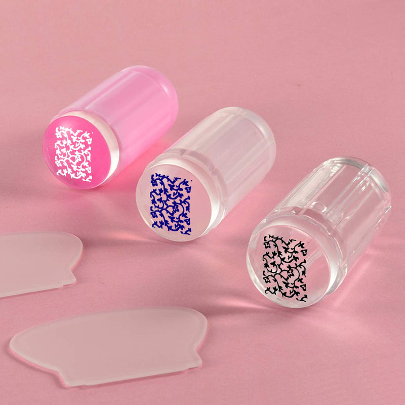 CM 3 Piece Nail Stamper and Scrapers 2.8 CM Nail Stamping Kits Silicone Stamper for DIY Nail Art Tool - BeesActive Australia